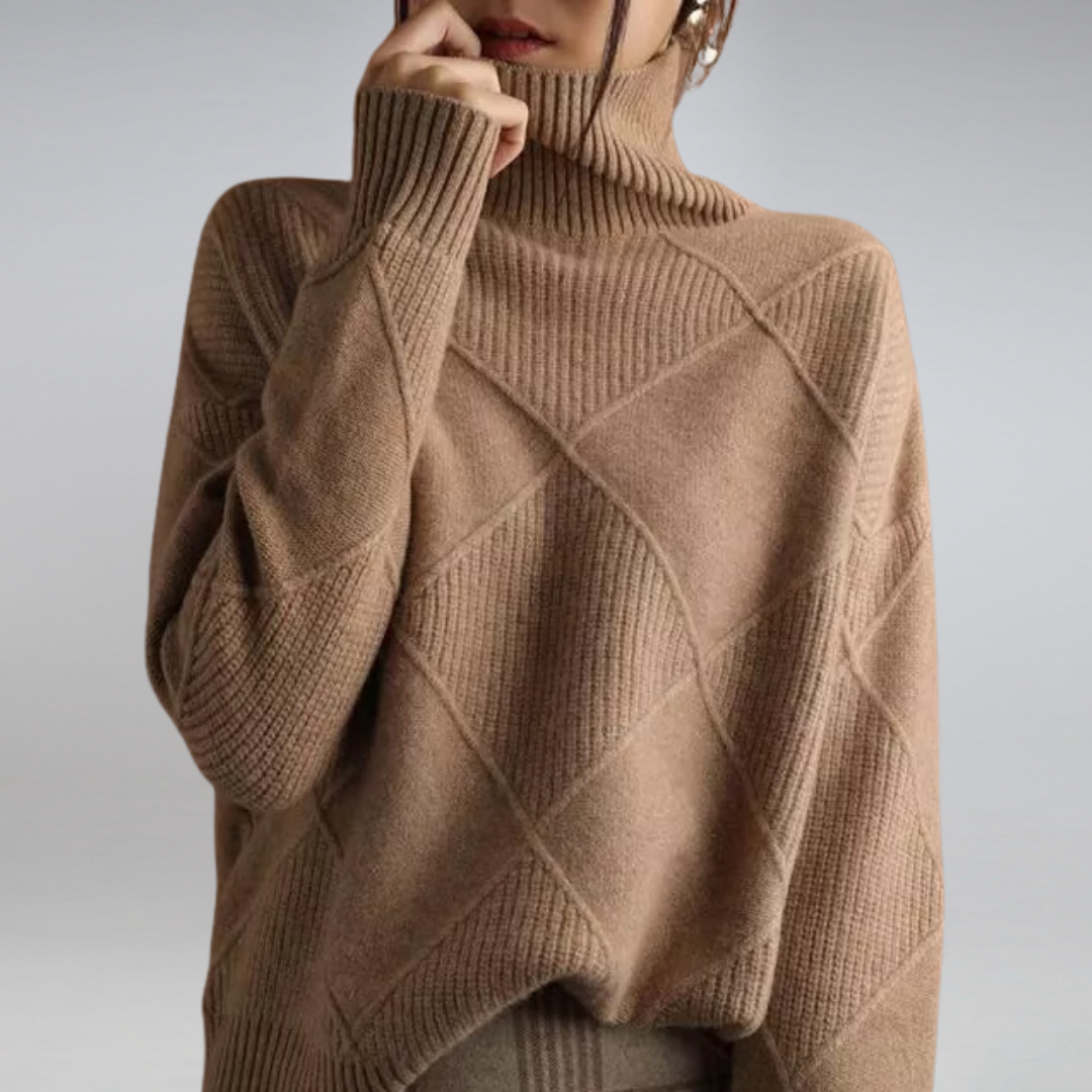 Pullover Damen - Kaschmir Strickweicher Pullover mit Rollkragen