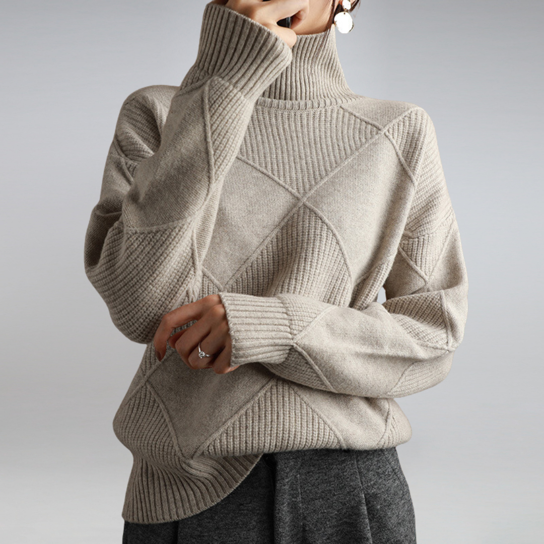 Pullover Damen - Kaschmir Strickweicher Pullover mit Rollkragen