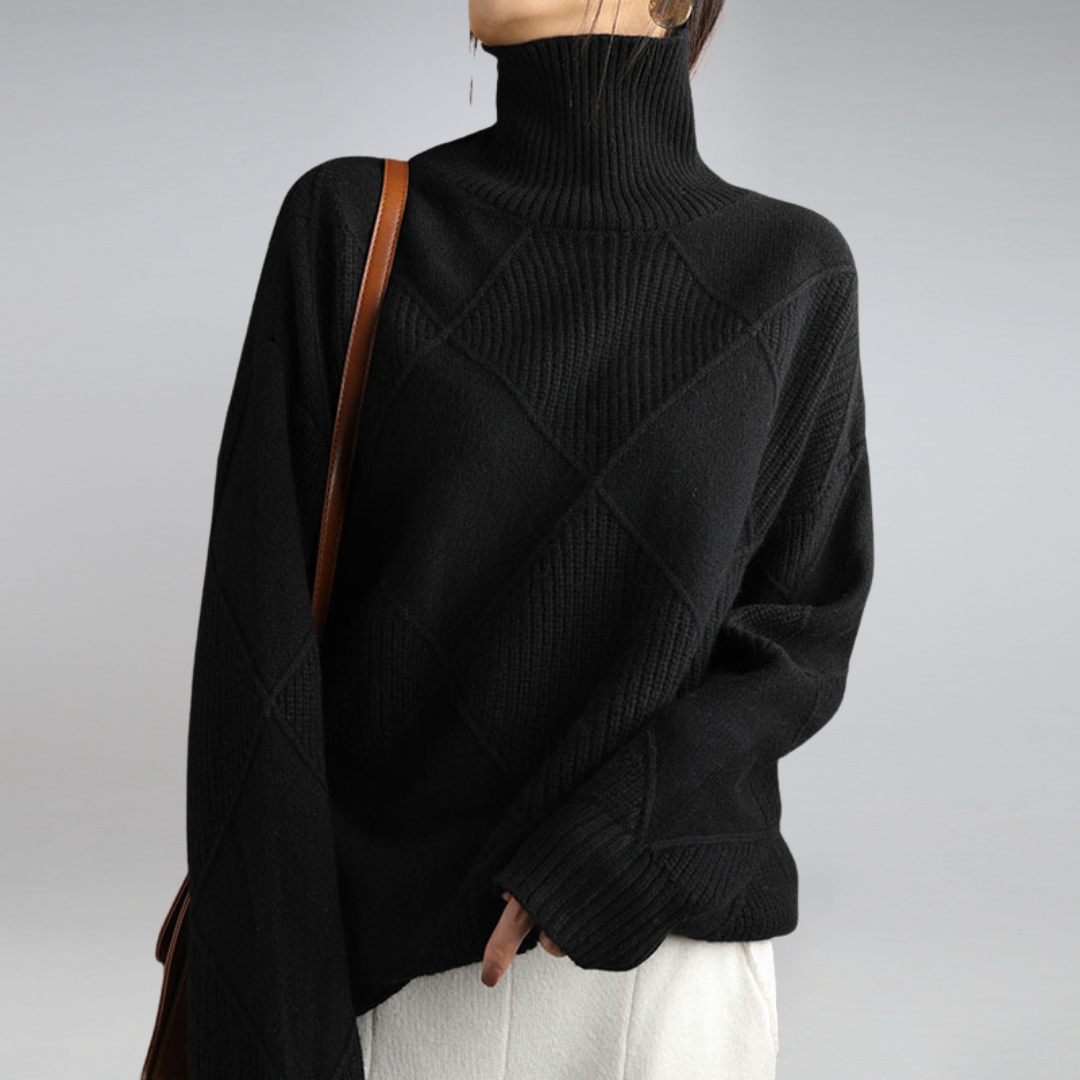 Pullover Damen - Kaschmir Strickweicher Pullover mit Rollkragen