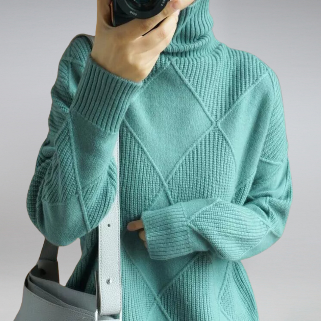 Pullover Damen - Kaschmir Strickweicher Pullover mit Rollkragen