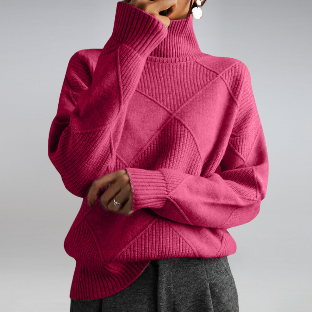 Pullover Damen - Kaschmir Strickweicher Pullover mit Rollkragen