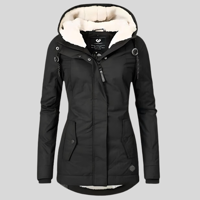 Damen Lange Wasserdichte Winterjacke – Mit Kapuze, Warmem Futter, Lässig für Kaltes Wetter