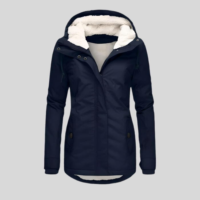 Damen Lange Wasserdichte Winterjacke – Mit Kapuze, Warmem Futter, Lässig für Kaltes Wetter