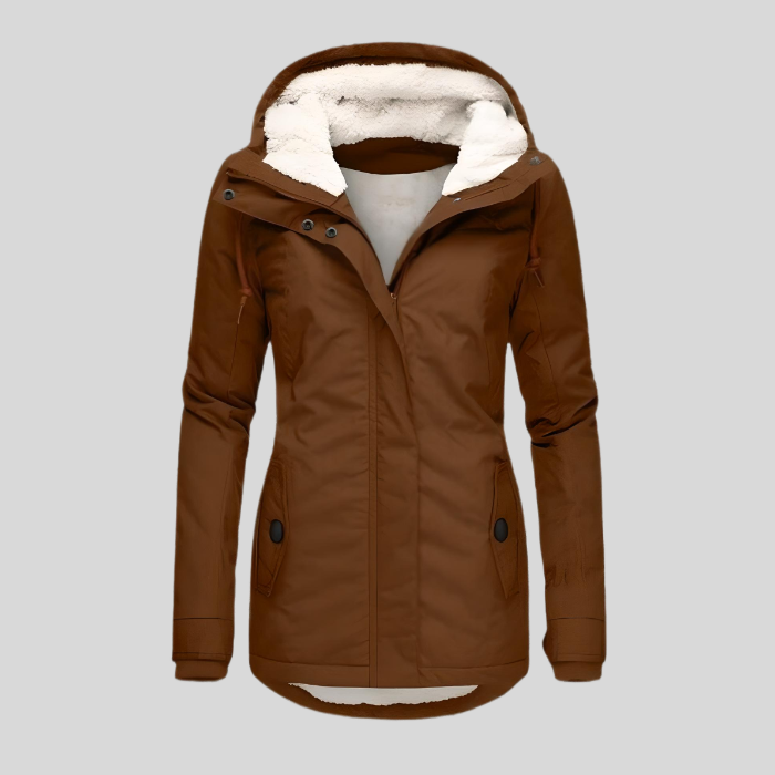 Damen Lange Wasserdichte Winterjacke – Mit Kapuze, Warmem Futter, Lässig für Kaltes Wetter