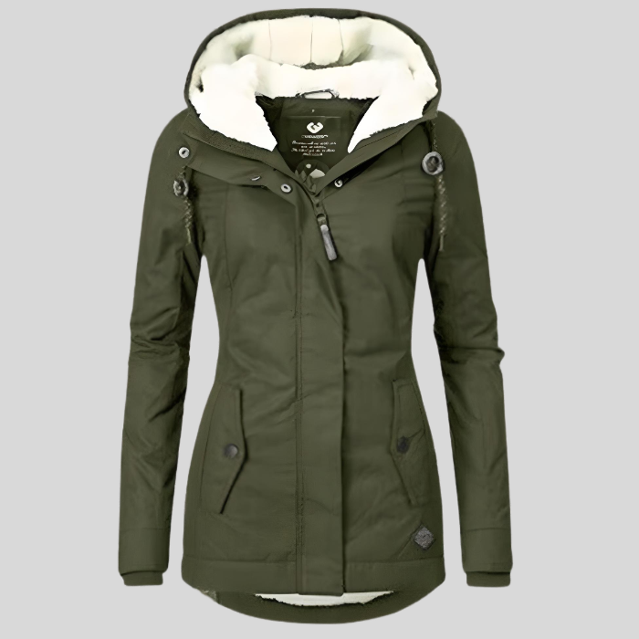 Damen Lange Wasserdichte Winterjacke – Mit Kapuze, Warmem Futter, Lässig für Kaltes Wetter