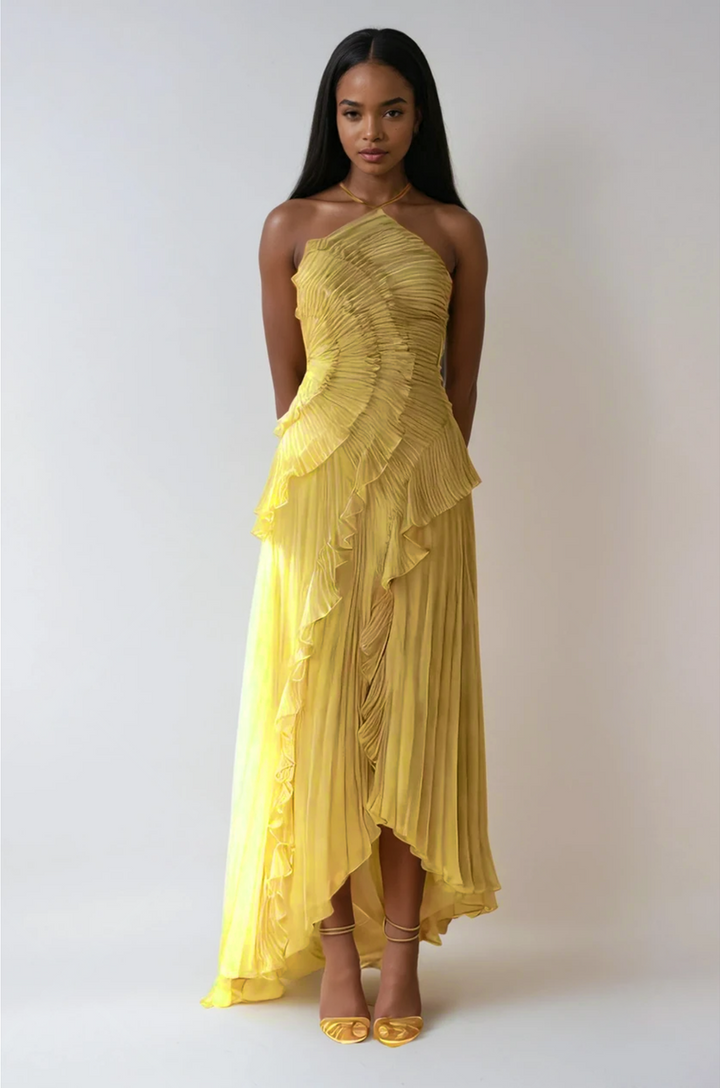 Maxi Kleid Damen | Raffinierter Halterneck