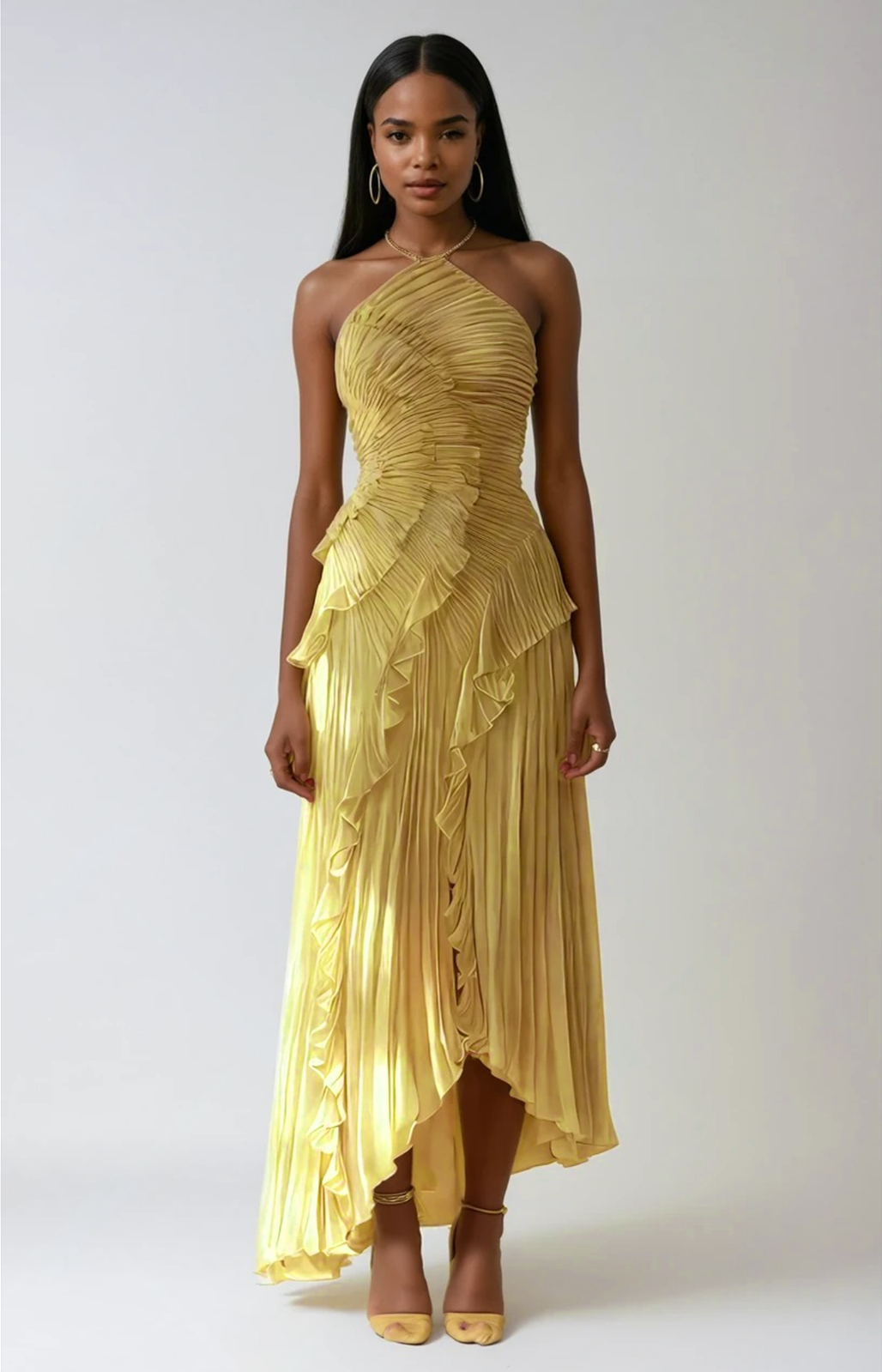 Maxi Kleid Damen | Raffinierter Halterneck