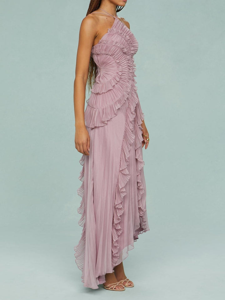 Maxi Kleid Damen | Raffinierter Halterneck