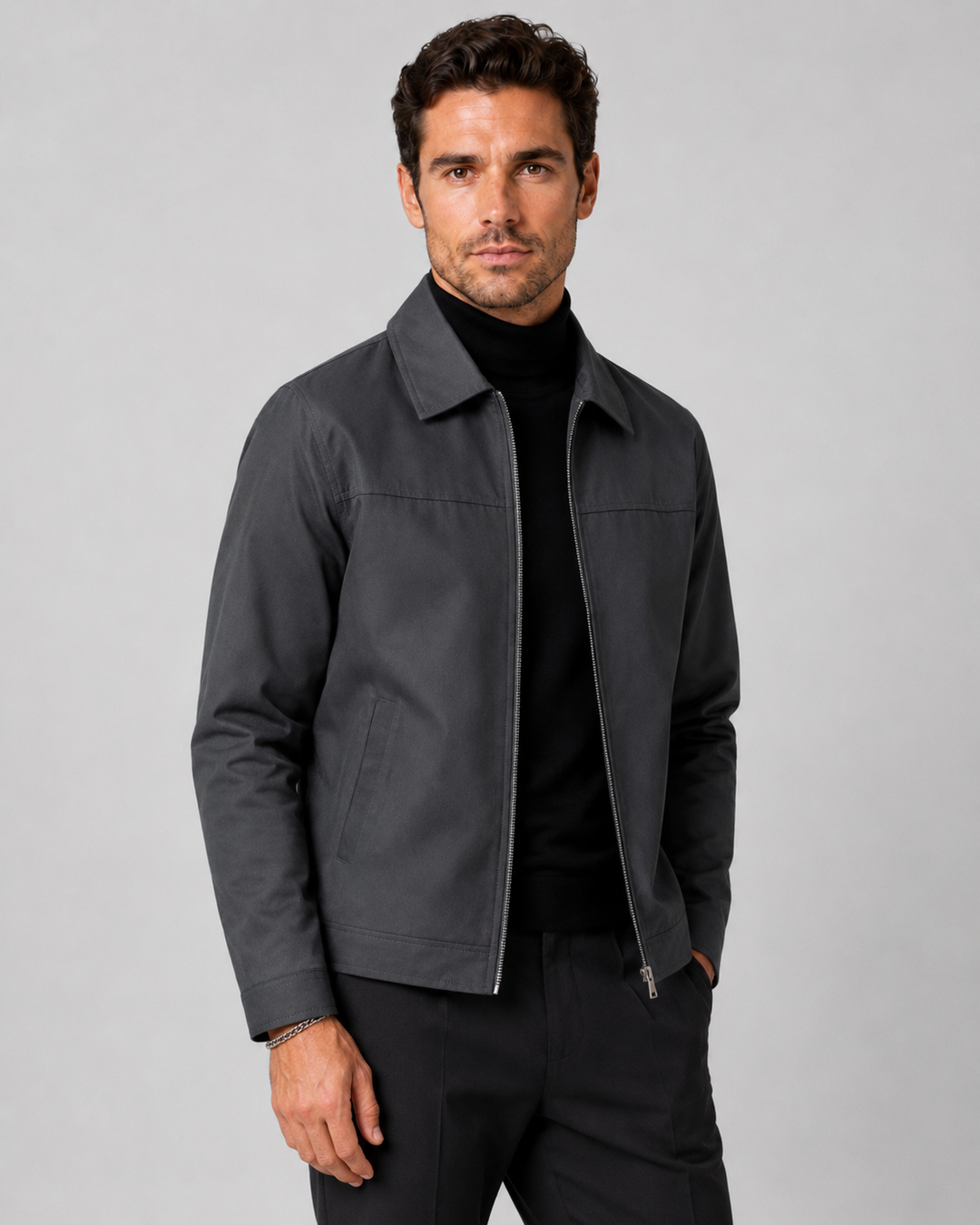 Herren Klassische Zip Harrington Jacke