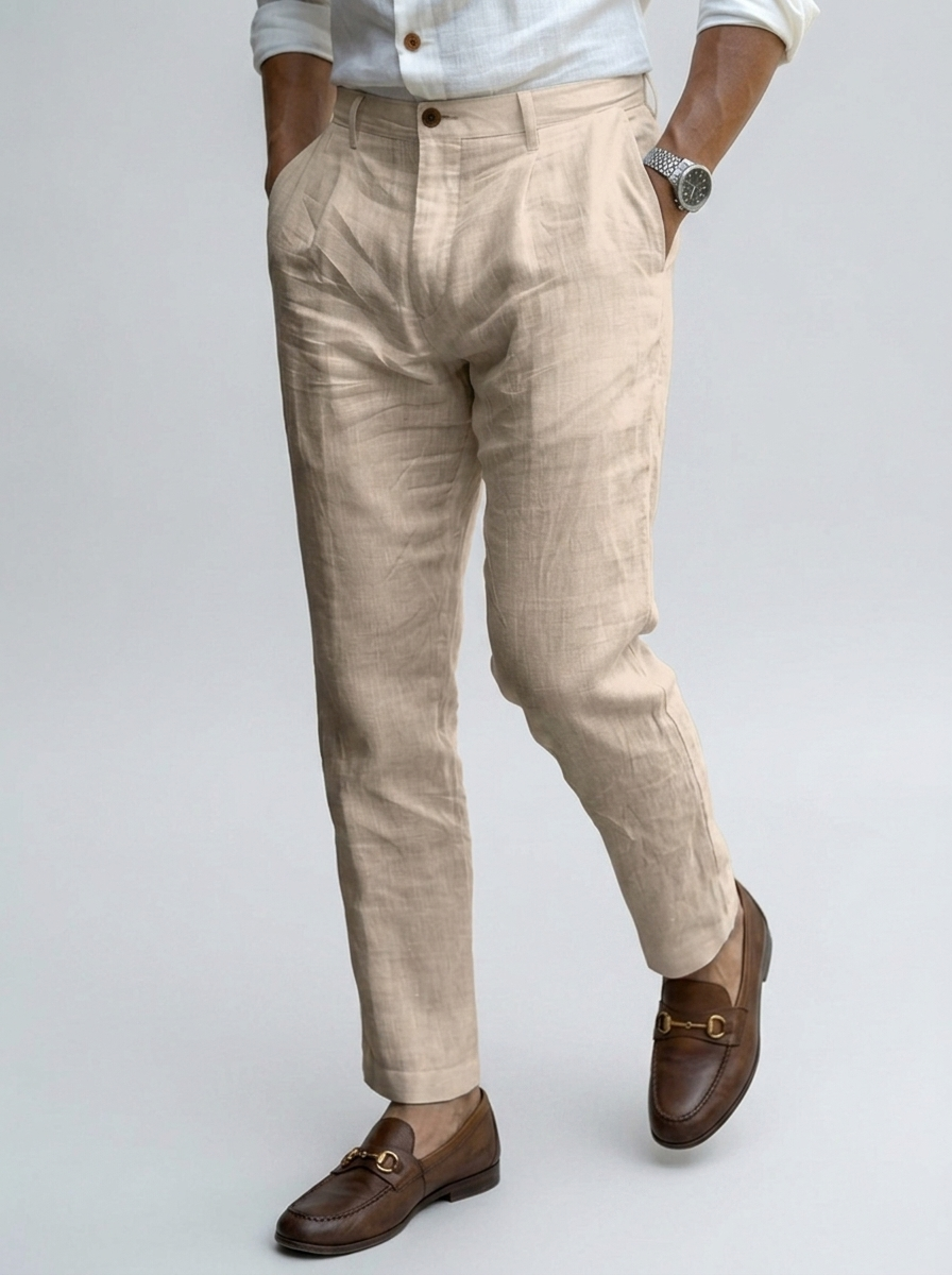 Pantalon fuselé en lin pour homme – Coupe estivale respirante