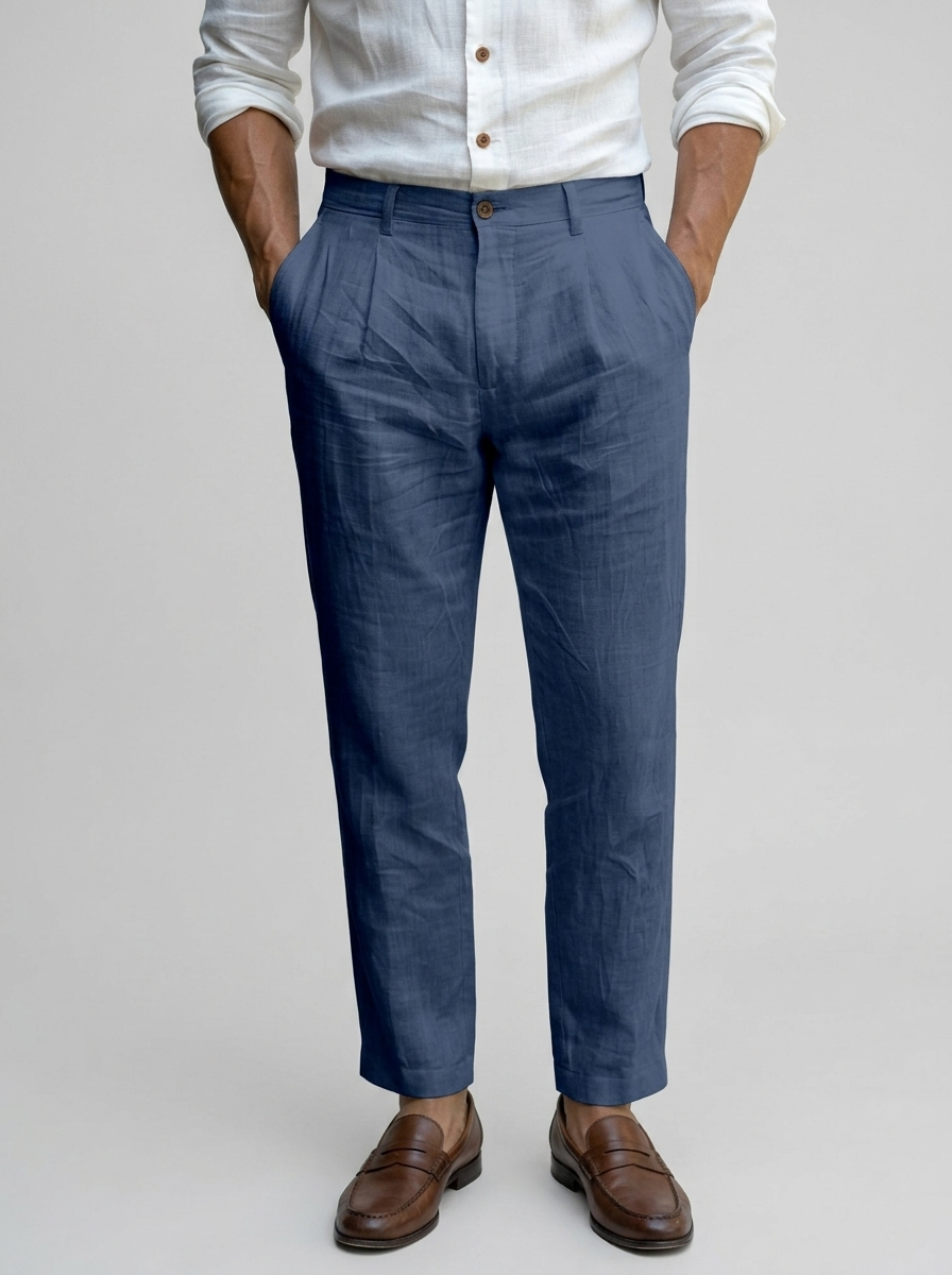 Pantalon fuselé en lin pour homme – Coupe estivale respirante