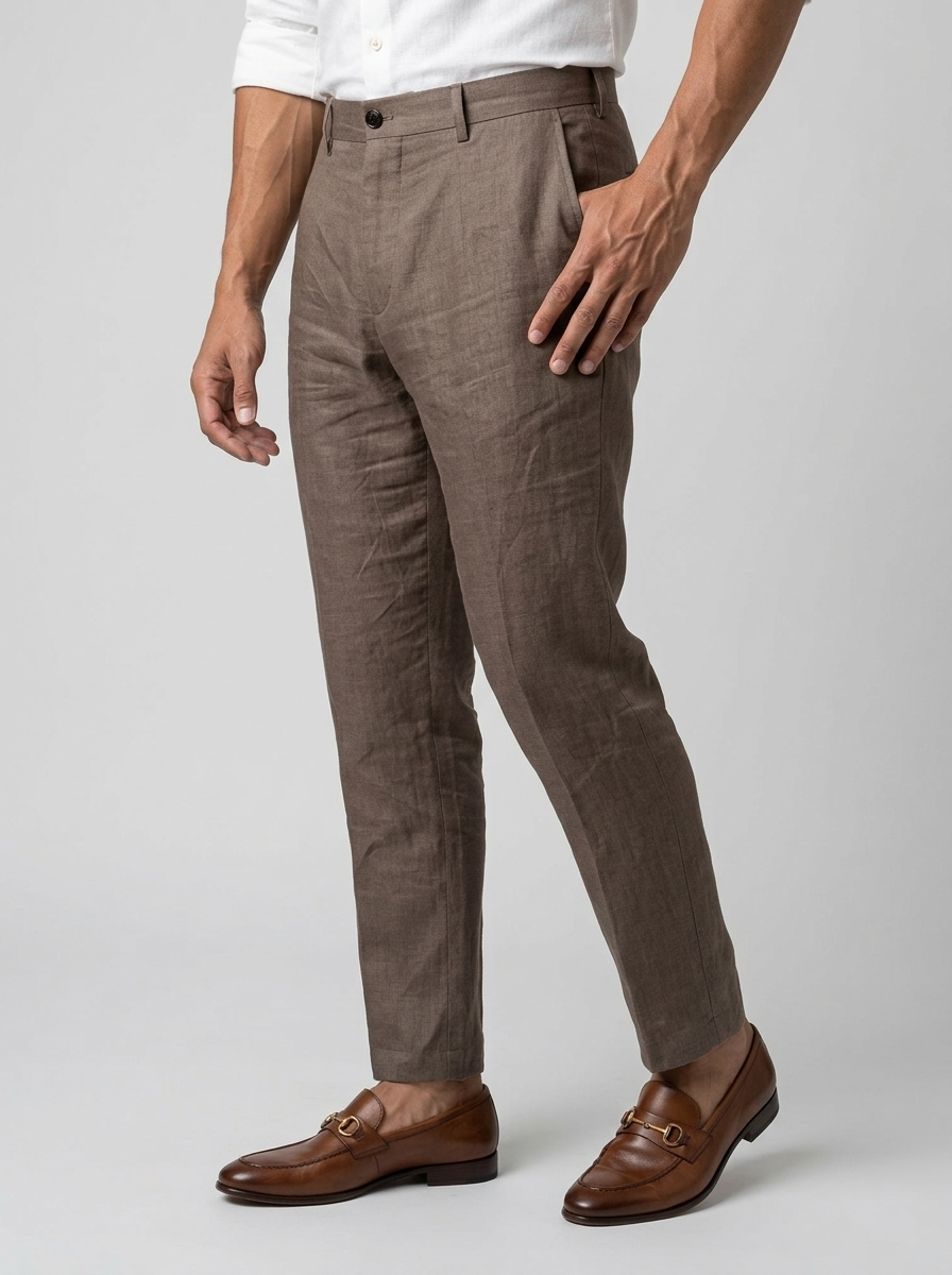 Pantalon fuselé en lin pour homme – Coupe estivale respirante