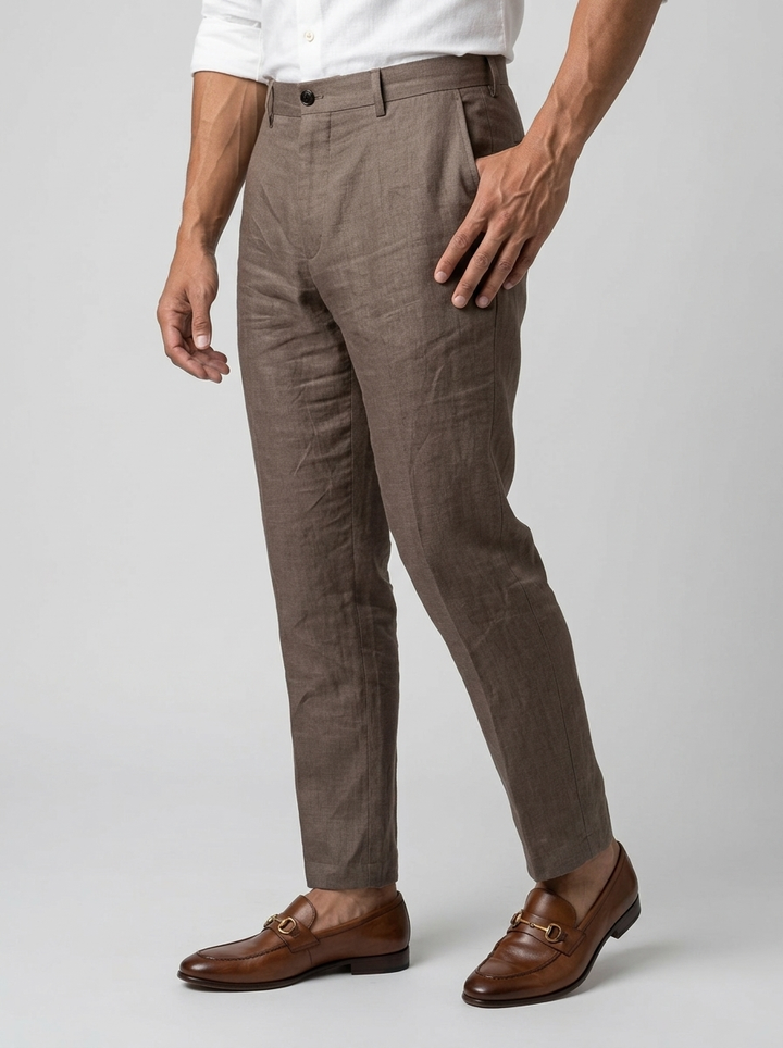Pantalon fuselé en lin pour homme – Coupe estivale respirante
