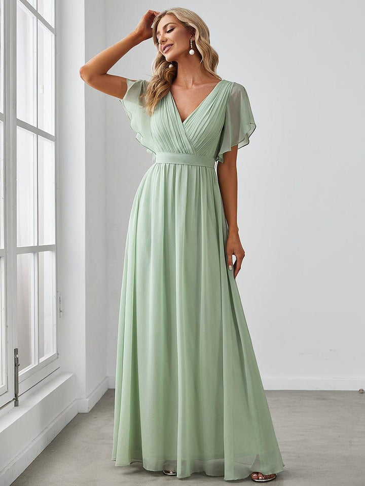 Dame | Abendkleid Damen Maxi A-Linie Elegant - Chiffon