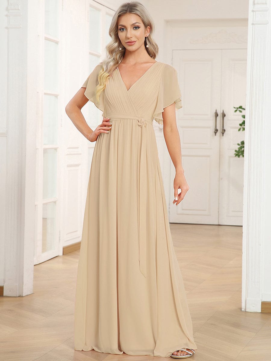 Dame | Abendkleid Damen Maxi A-Linie Elegant - Chiffon