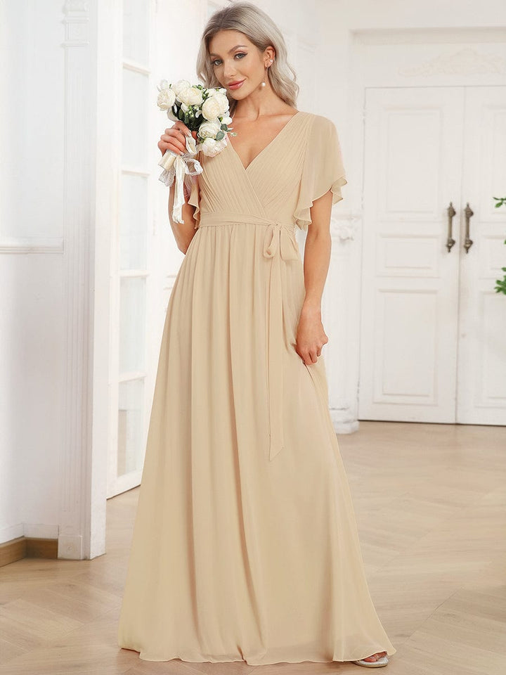 Dame | Abendkleid Damen Maxi A-Linie Elegant - Chiffon