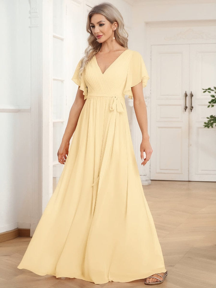 Dame | Abendkleid Damen Maxi A-Linie Elegant - Chiffon