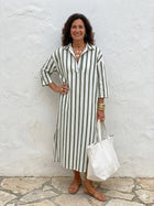 Naomi | Midi Shirt Dress with Long Sleeves and Stripes