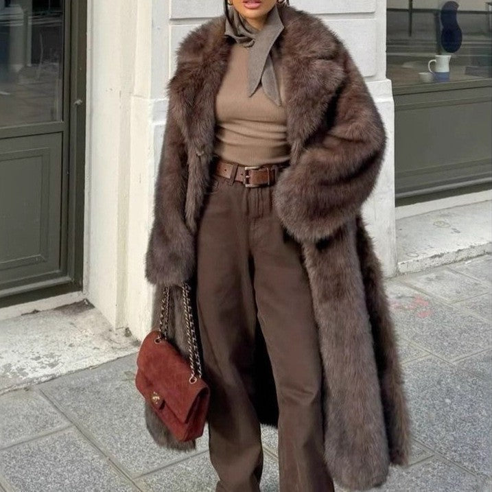 Damen Lang Faux Fur Mantel – Oversized Statement-Look für den Winter