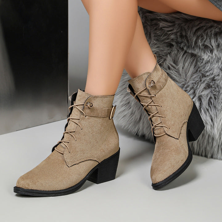 Schnürstiefeletten für Damen mit Blockabsatz und hohem Tragekomfort