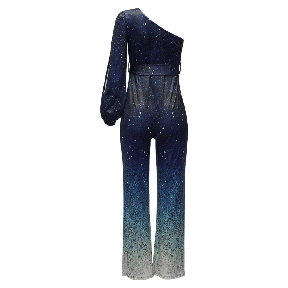 Fayenne - Ein Schulter Retro Disco Jumpsuit