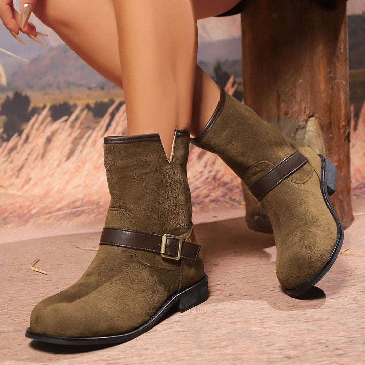 Bottines pour femme à décolleté en V, bride et boucle