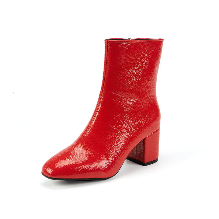 Damen Stiefeletten mit Blockabsatz und Reißverschluss
