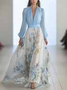 Women's Maxi Dress with Floral Print and Flowing Design