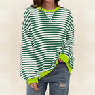 Übergröße gestreiftes Sweatshirt mit Kontrastbesatz