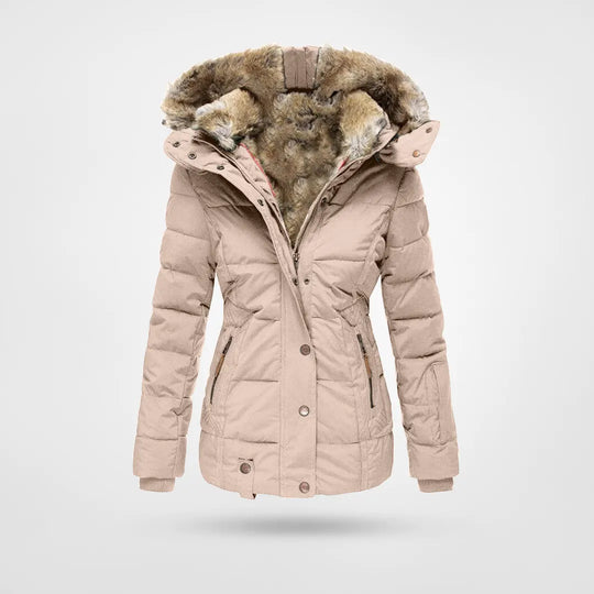 Damen Kapuzen-Pufferjacke – Mittellanger Wintermantel