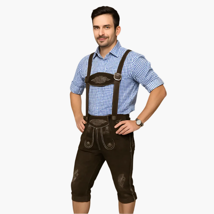 Herren Trachten Kniebundhose mit Hosenträgern – Perfekt für Oktoberfest &amp; Volksfeste