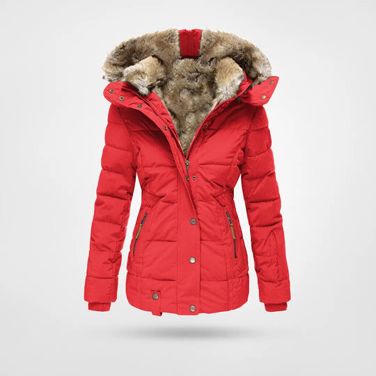 Damen Kapuzen-Pufferjacke – Mittellanger Wintermantel