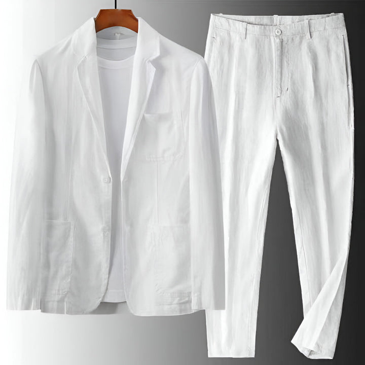 Ensemble raffiné pour homme Blazer et pantalon à cordon avec col à revers