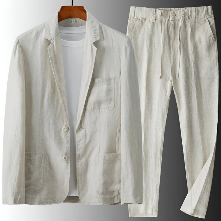 Ensemble raffiné pour homme Blazer et pantalon à cordon avec col à revers
