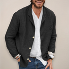 Verfeinertes Herren-Leinen-Blazer mit Knopfverschluss und Reverskragen