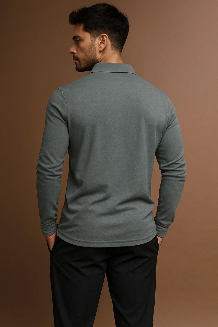 Polo à manches longues raffiné pour homme avec patte de boutonnage et col