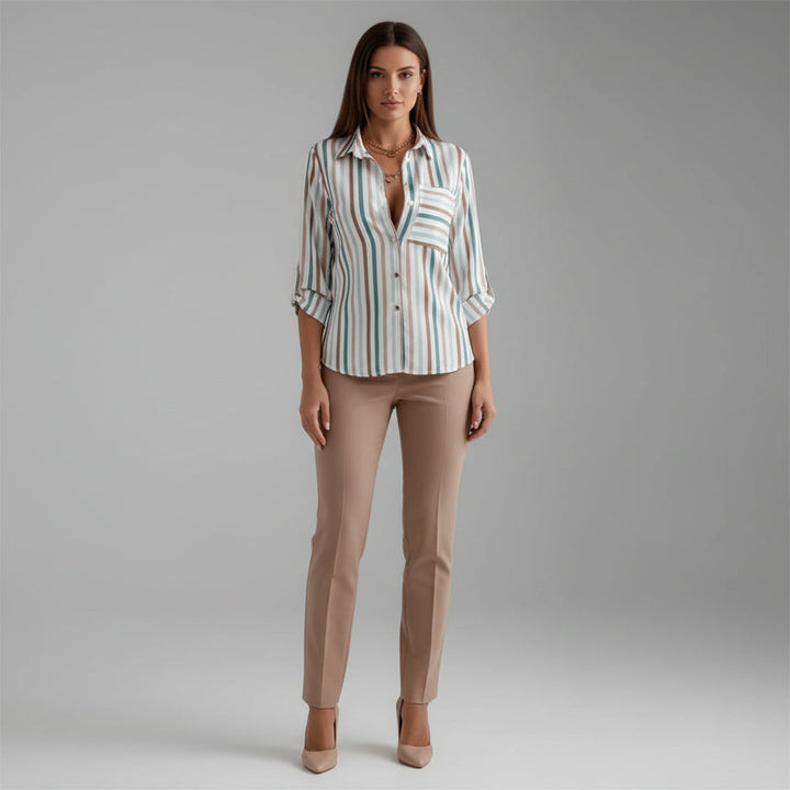 Chemise imprimée décontractée à col classique et manches retroussées