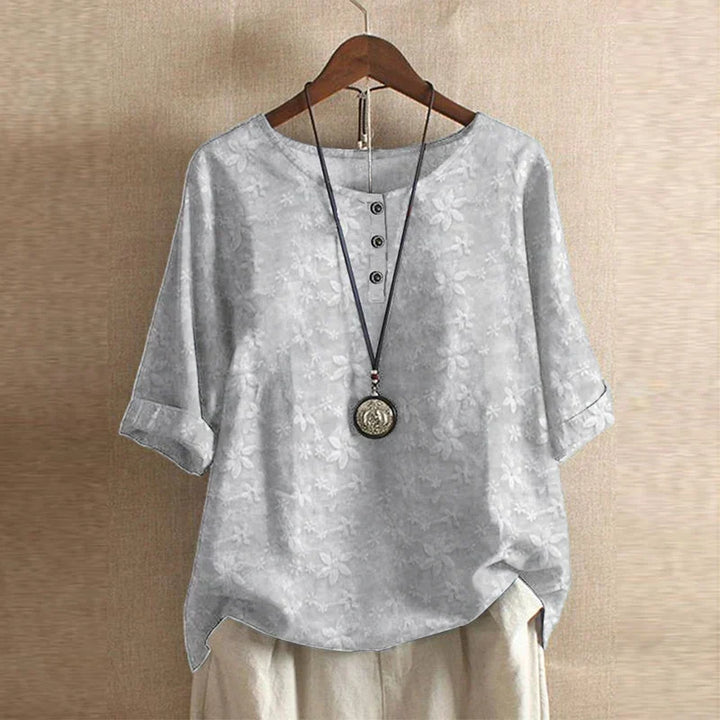 Damenbluse im Retro-Stil mit Knopfdetails und weichem Stoff