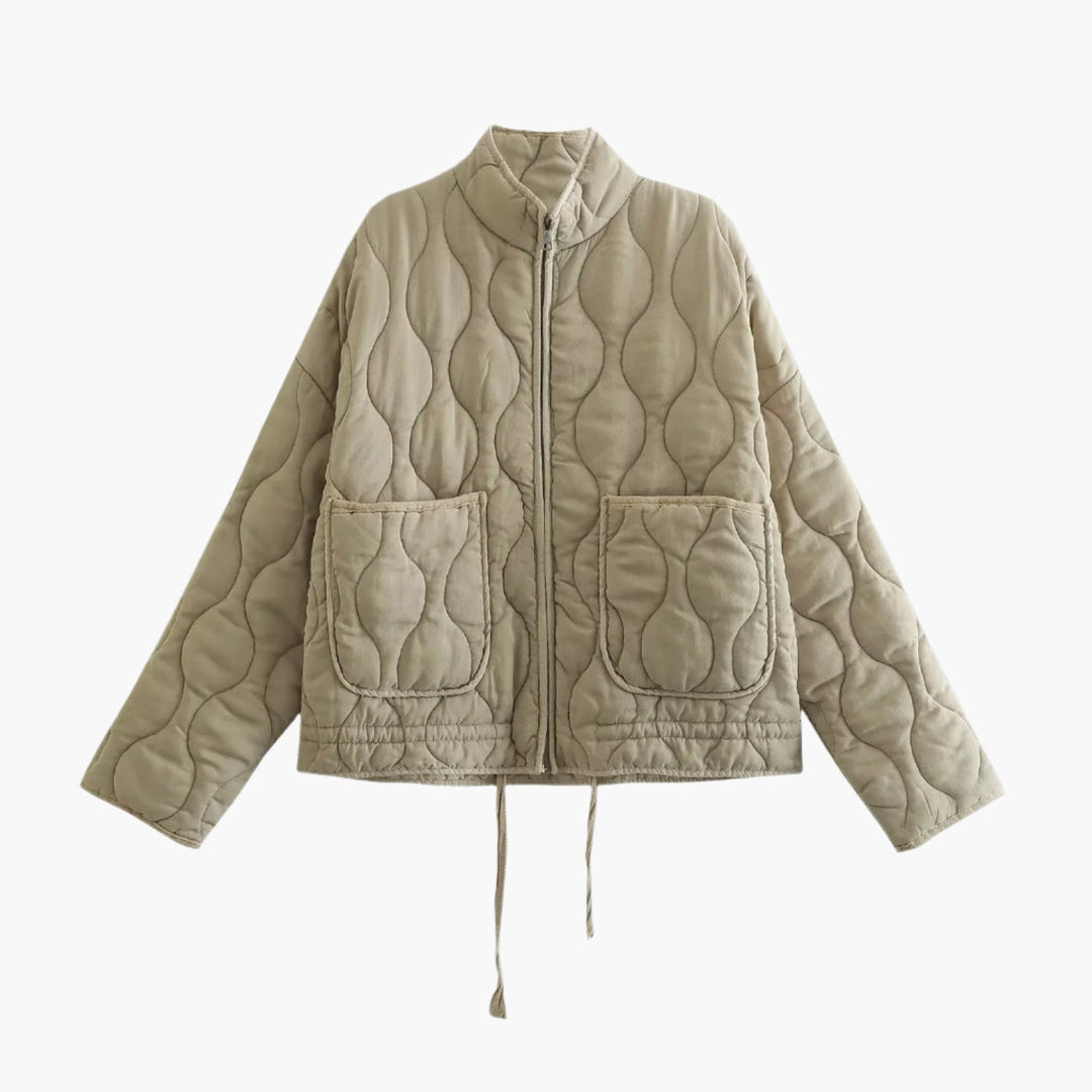 Damen Oversize Steppjacke mit Taschen und Reißverschluss – Modische Winterjacke 2024