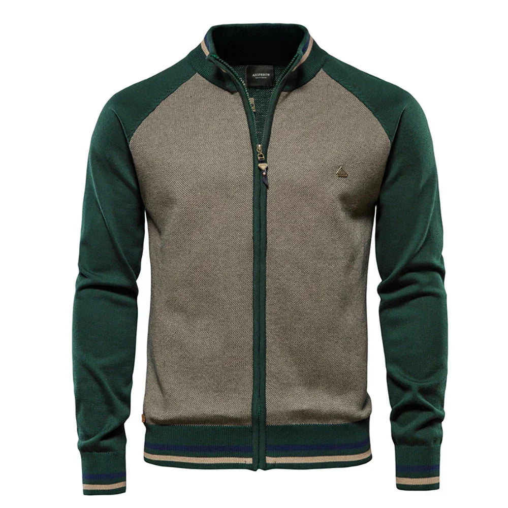 Henk | Herren Strickjacke Colorblock Reißverschluss Streifen