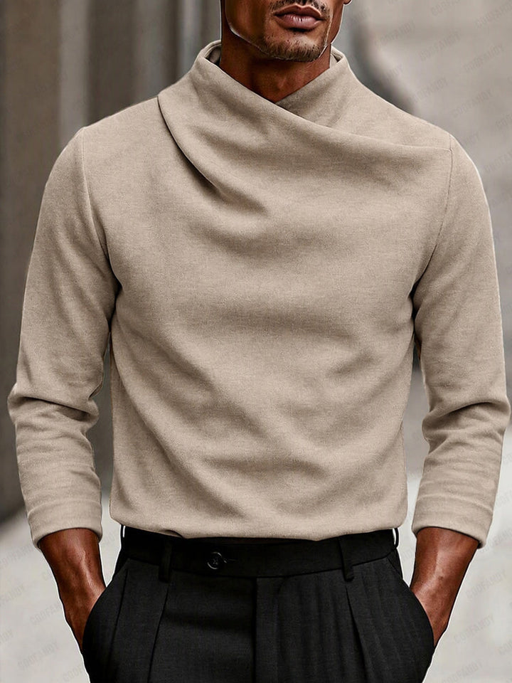 Thaddeus | Herren Stretch Crossover Mock Neck Top für Herbst und Winter