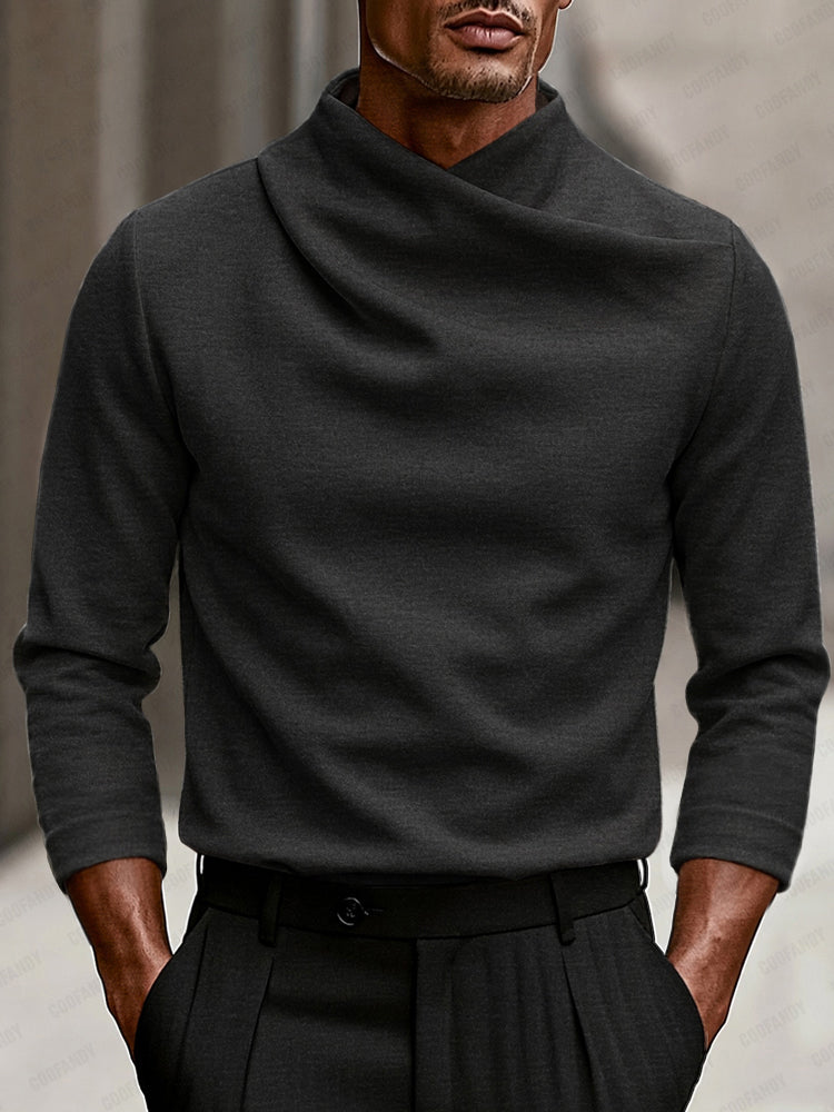 Thaddeus | Herren Stretch Crossover Mock Neck Top für Herbst und Winter