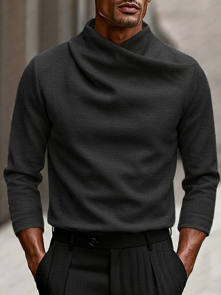 Thaddeus | Herren Stretch Crossover Mock Neck Top für Herbst und Winter
