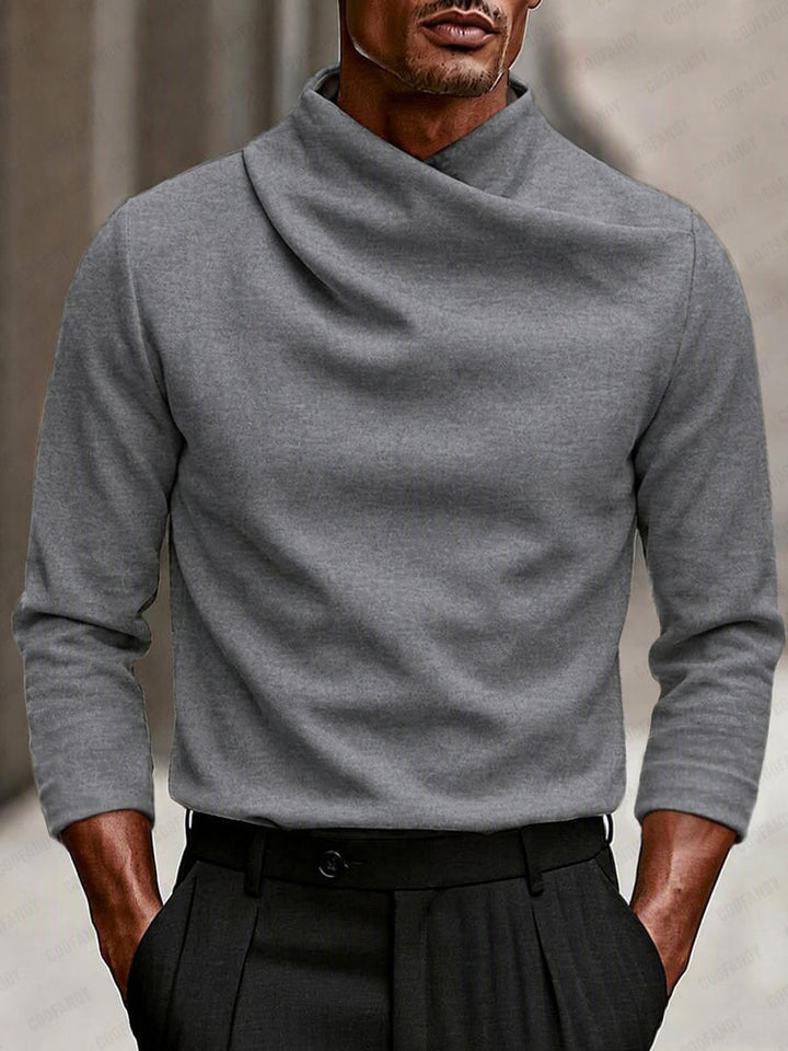 Thaddeus | Herren Stretch Crossover Mock Neck Top für Herbst und Winter