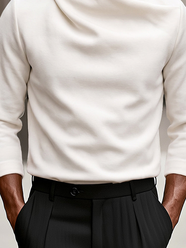 Thaddeus | Herren Stretch Crossover Mock Neck Top für Herbst und Winter