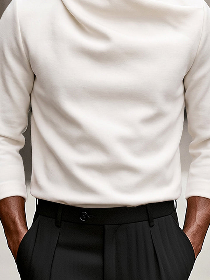 Thaddeus | Herren Stretch Crossover Mock Neck Top für Herbst und Winter