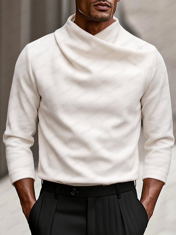 Thaddeus | Herren Stretch Crossover Mock Neck Top für Herbst und Winter