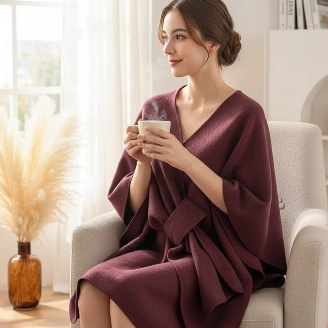 Mireia - Poncho Damen mit Eleganter Schaloptik und Fließender Passform