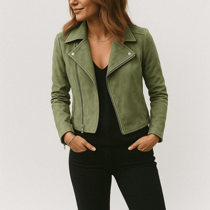 Jacke Damen - Asymmetrische Wildlederjacke