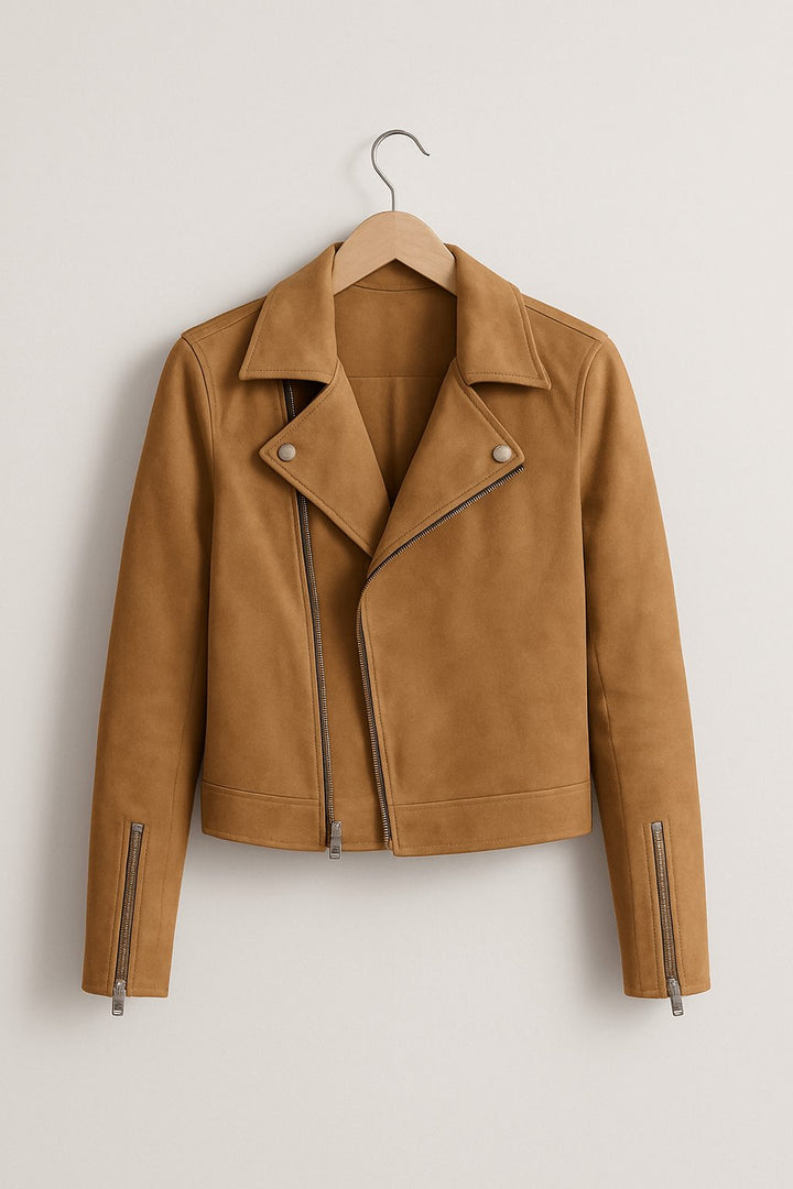 Jacke Damen - Asymmetrische Wildlederjacke